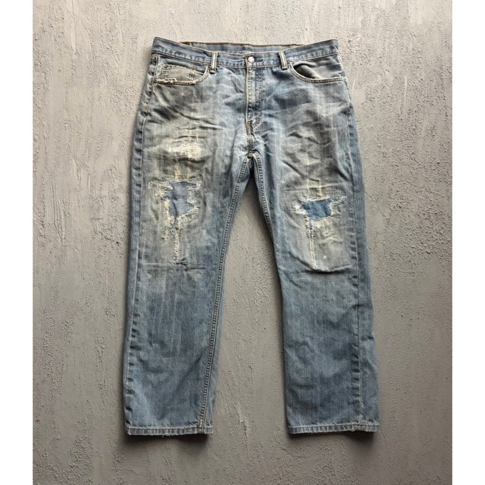 Vintage Levis 569 Jeans 38x28 Blue 2000s Y2K Distressed Repair Workwear Denim